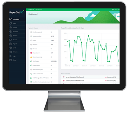 Dashboard Computer Monitor, Papercut MF, Document Solutions, Xerox, Dealer, Reseller, Arroyo Grande, CA, HP, Epson