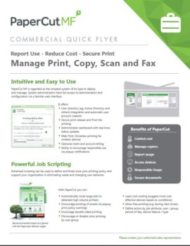 Commercial Flyer Cover, Papercut MF, Document Solutions, Xerox, Dealer, Reseller, Arroyo Grande, CA, HP, Epson